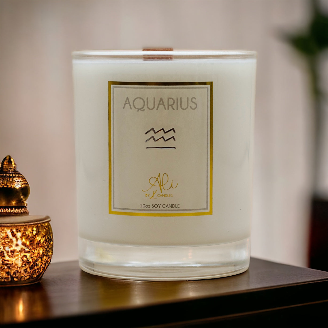 Aquarius Candle, hand-poured wood wick soy candle by Karys Layne