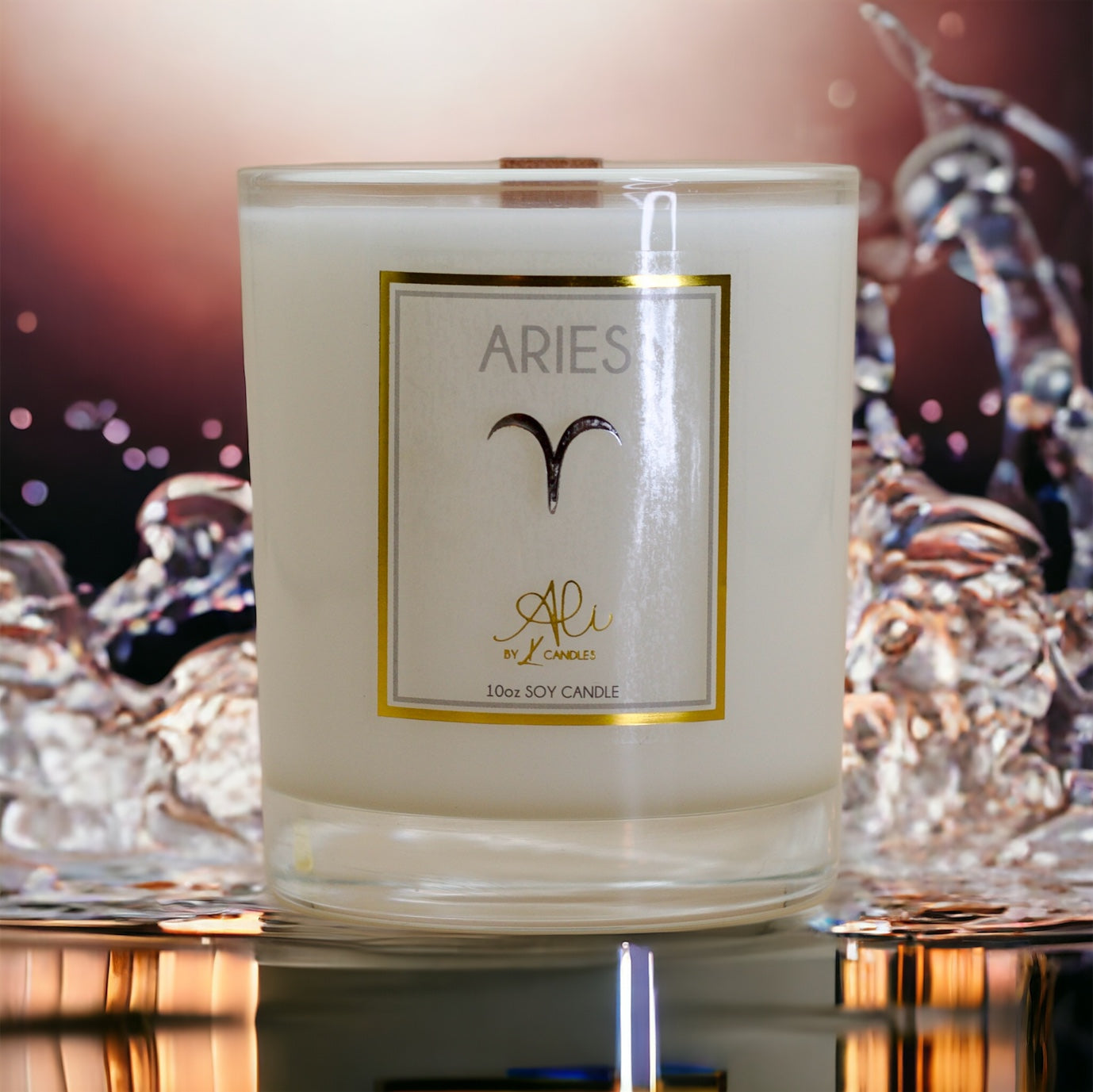 aries horoscope candle on a vibrant background