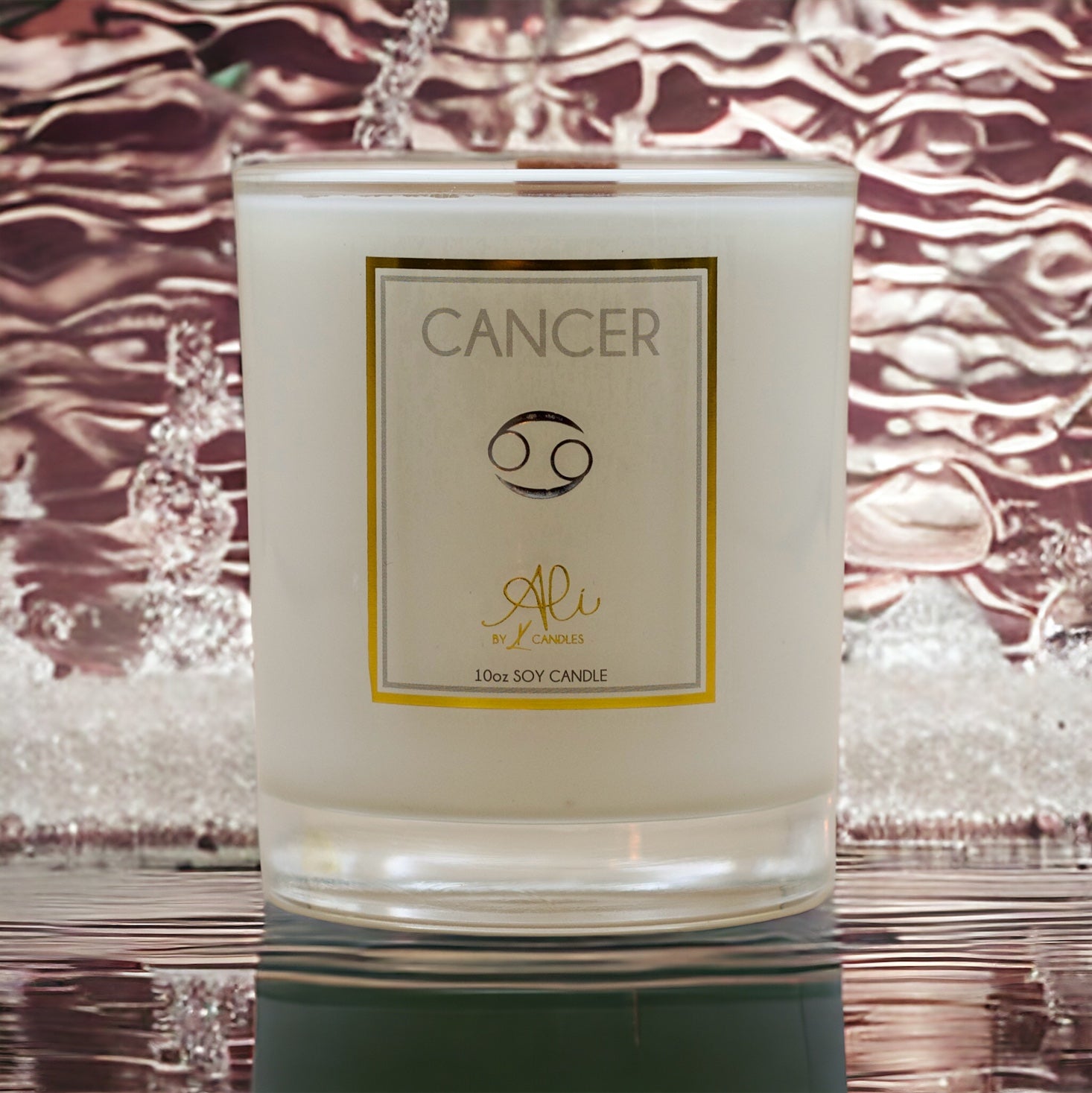 Cancer Candle, hand-poured wood wick soy candle by Karys Layne