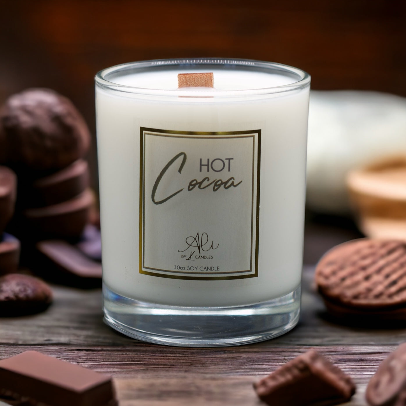 Hot Cocoa autumn chocolate scented candle, cozy winter gift, hand poured in Canada