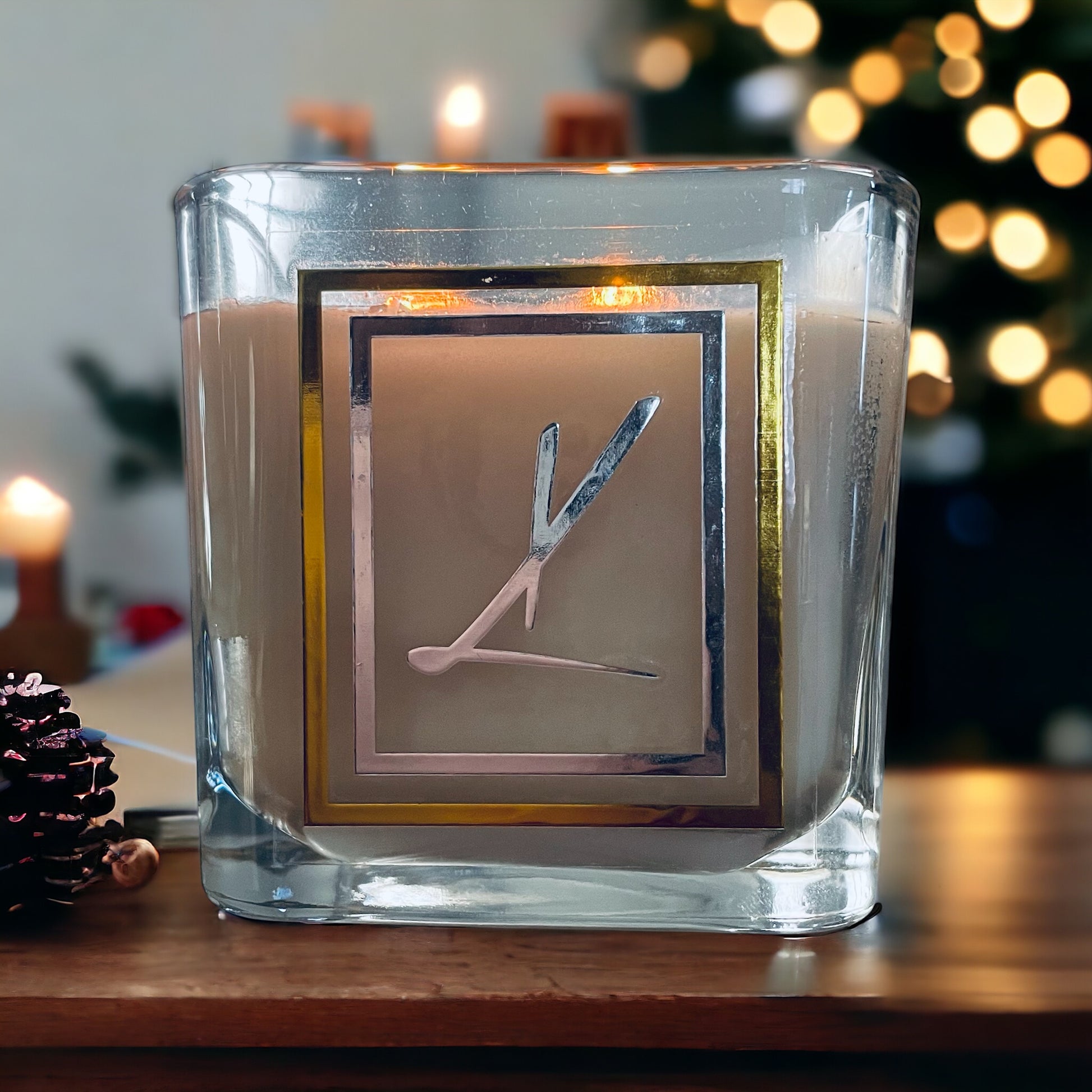 Karys Layne lit Christmas candle. Vanilla scented. Best selling Canadian candle.