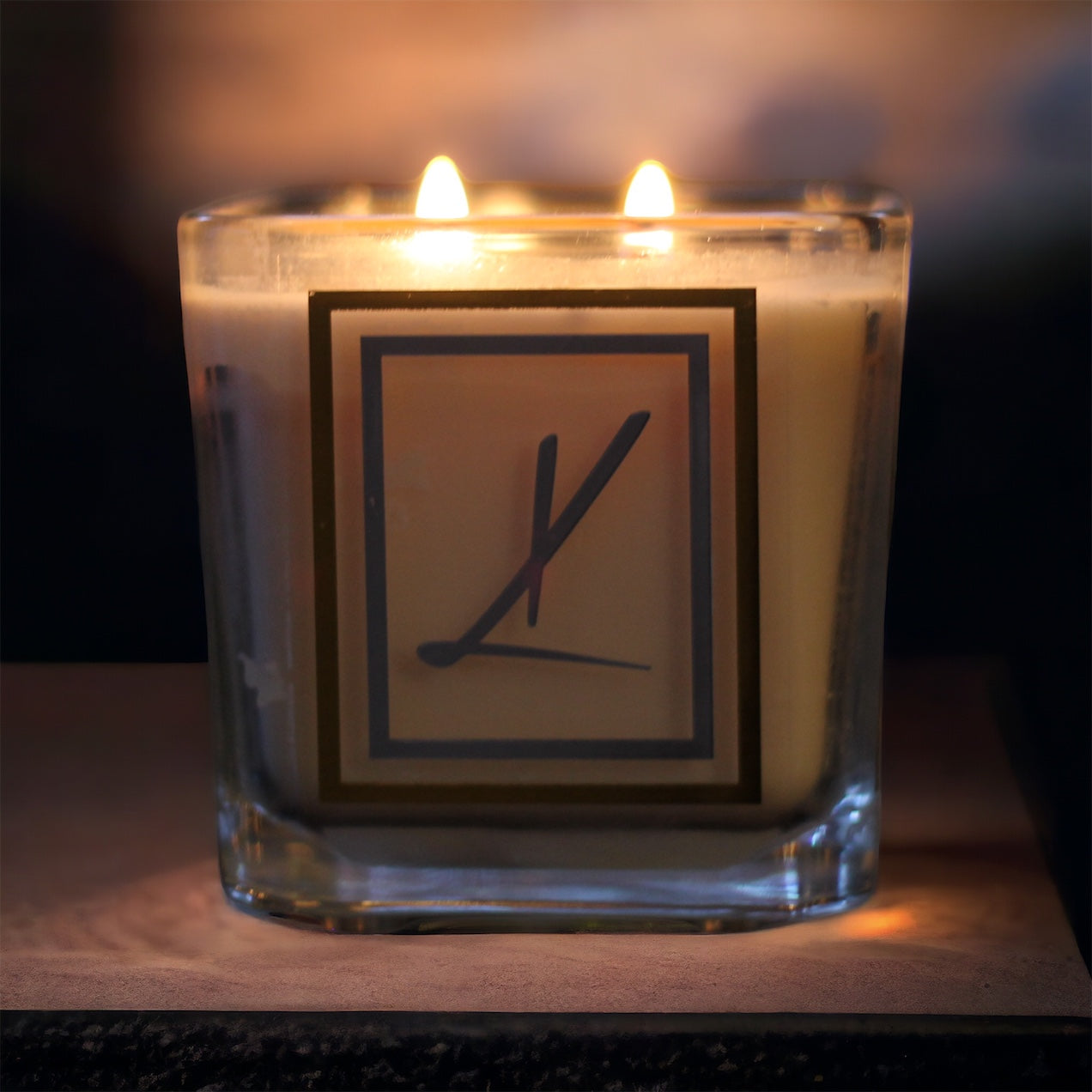 Dual wooden wicks, scented candle, hand poured in Calgary. Karys Layne Candles