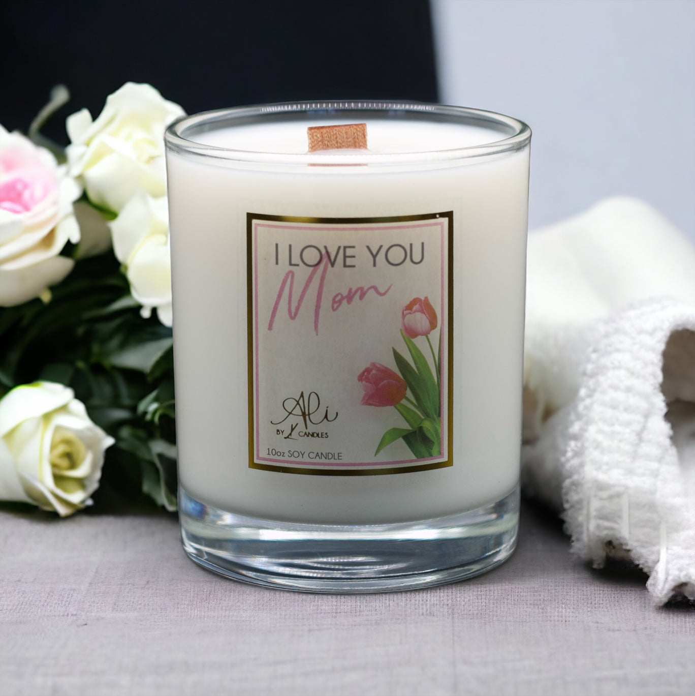 I Love You Mom scented candle, best Mother's Day gift, hand poured in Canada