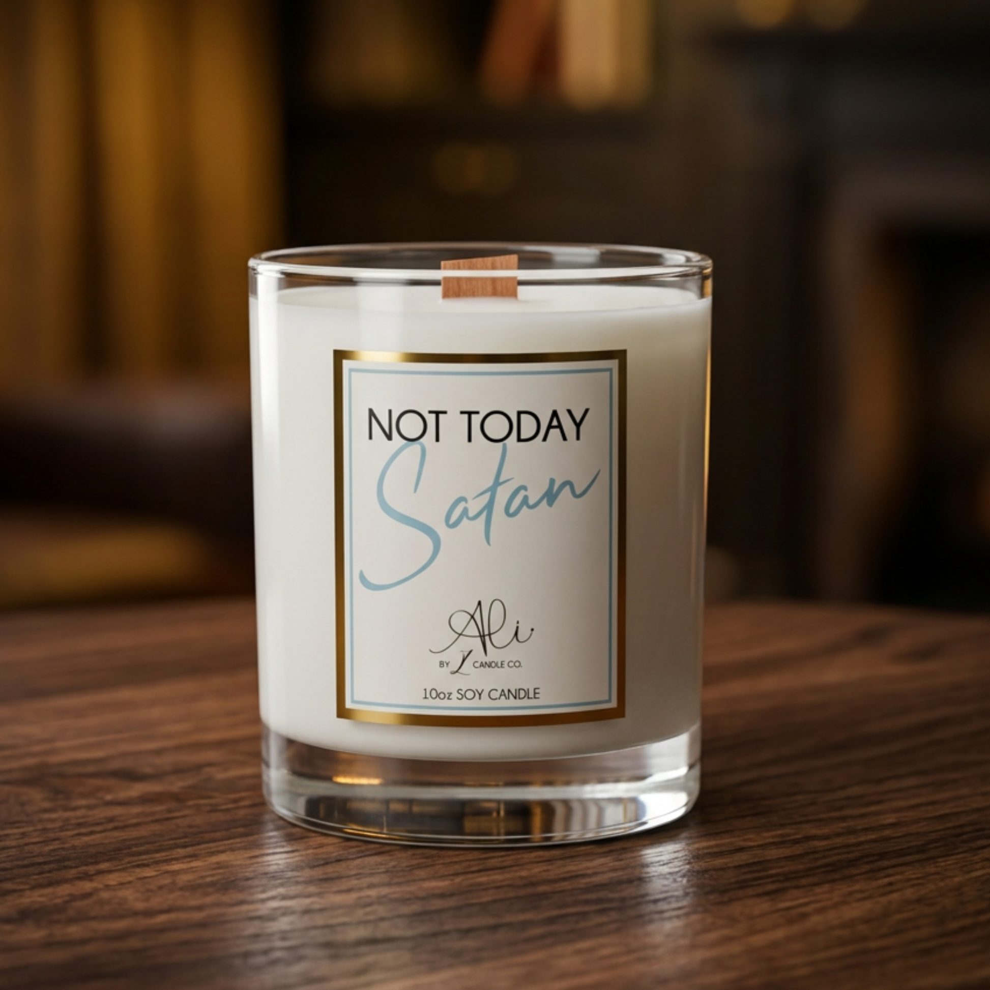 Not Today Satan bestselling 10oz soy candle with white musk, orange and jasmine scent
