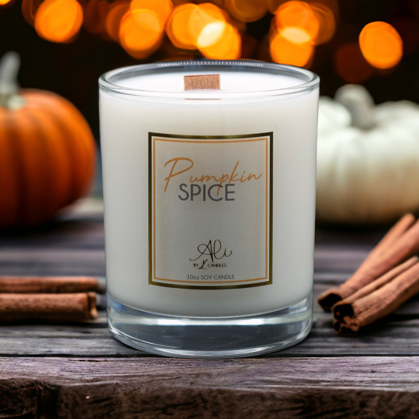 Pumpkin Spice Latte inspired candle with warm pumpkin and vanilla fragrance