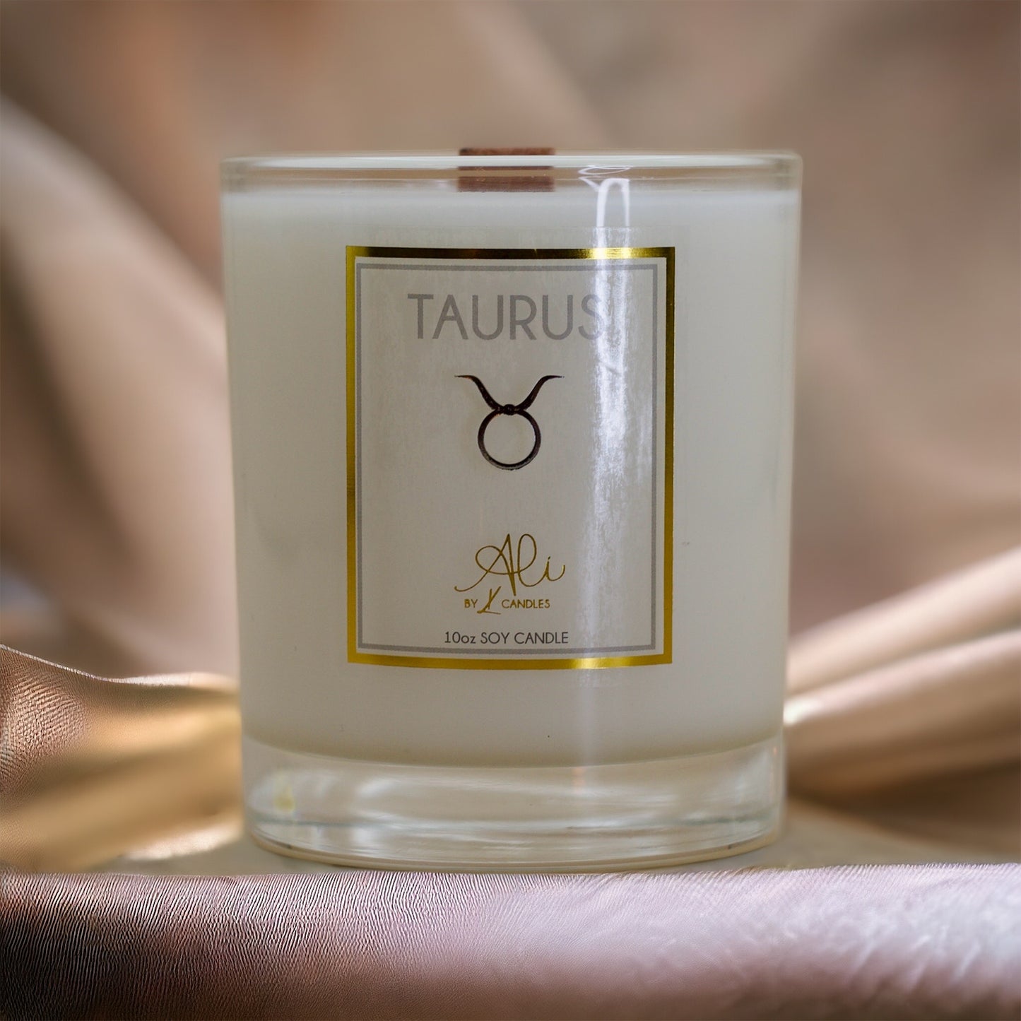 Zodiac-themed candle gift for Taurus, crackling wooden wick