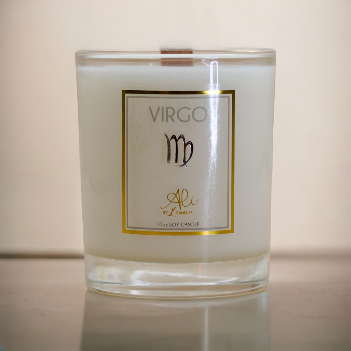 Virgo zodiac scented soy candle with amber, sandalwood and citrus