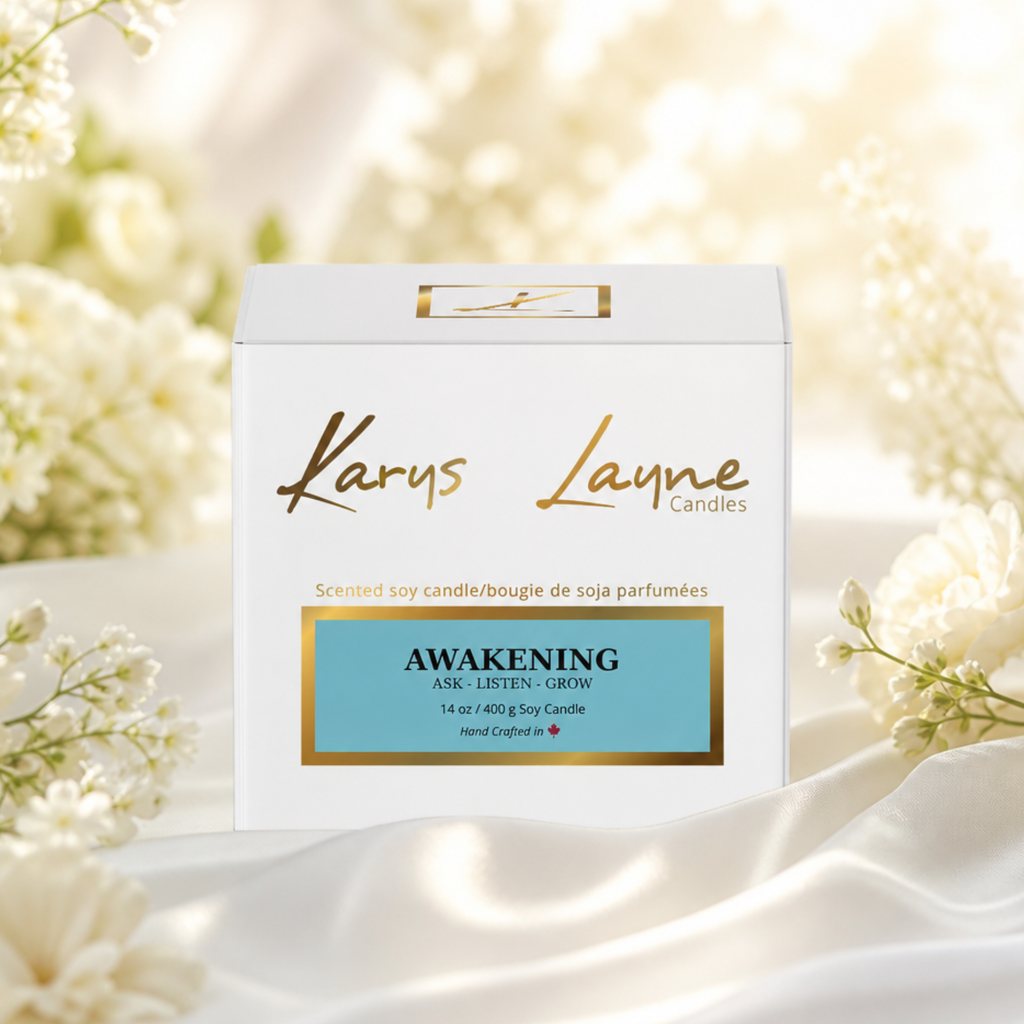 This celebrates expansion, evolution, and transformation of ourselves with creamy orange and vanilla. Awakening Karys Layne Candle