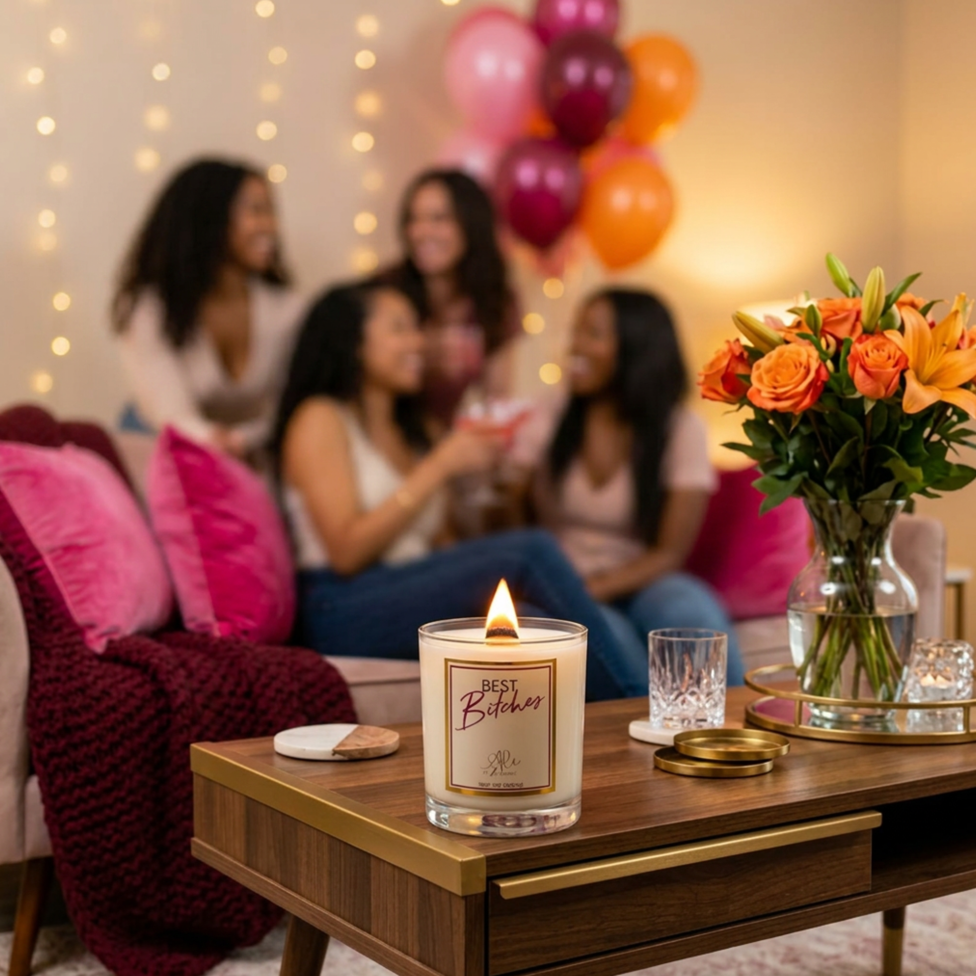 Best Bitches 10oz soy candle in clear glass jar,  fun gift for best friends
