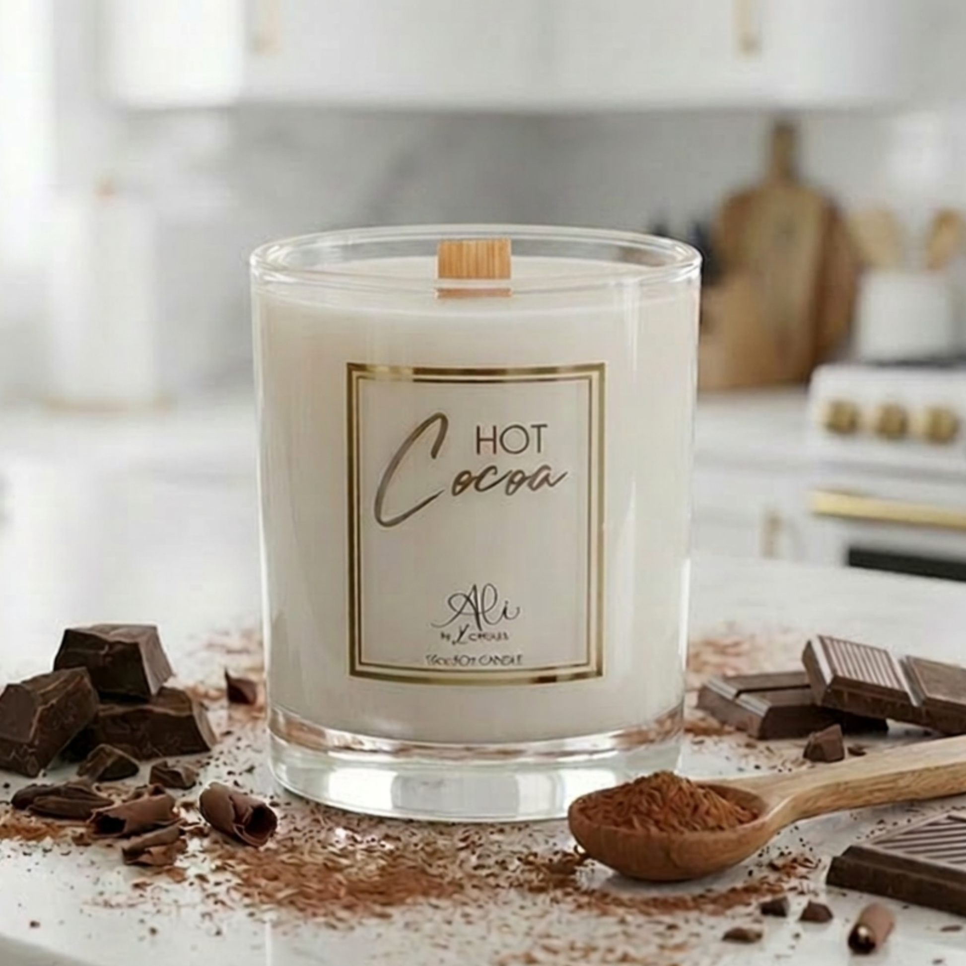 Hot Cocoa 10oz soy candle with rich chocolate and marshmallow scent by Karys Layne