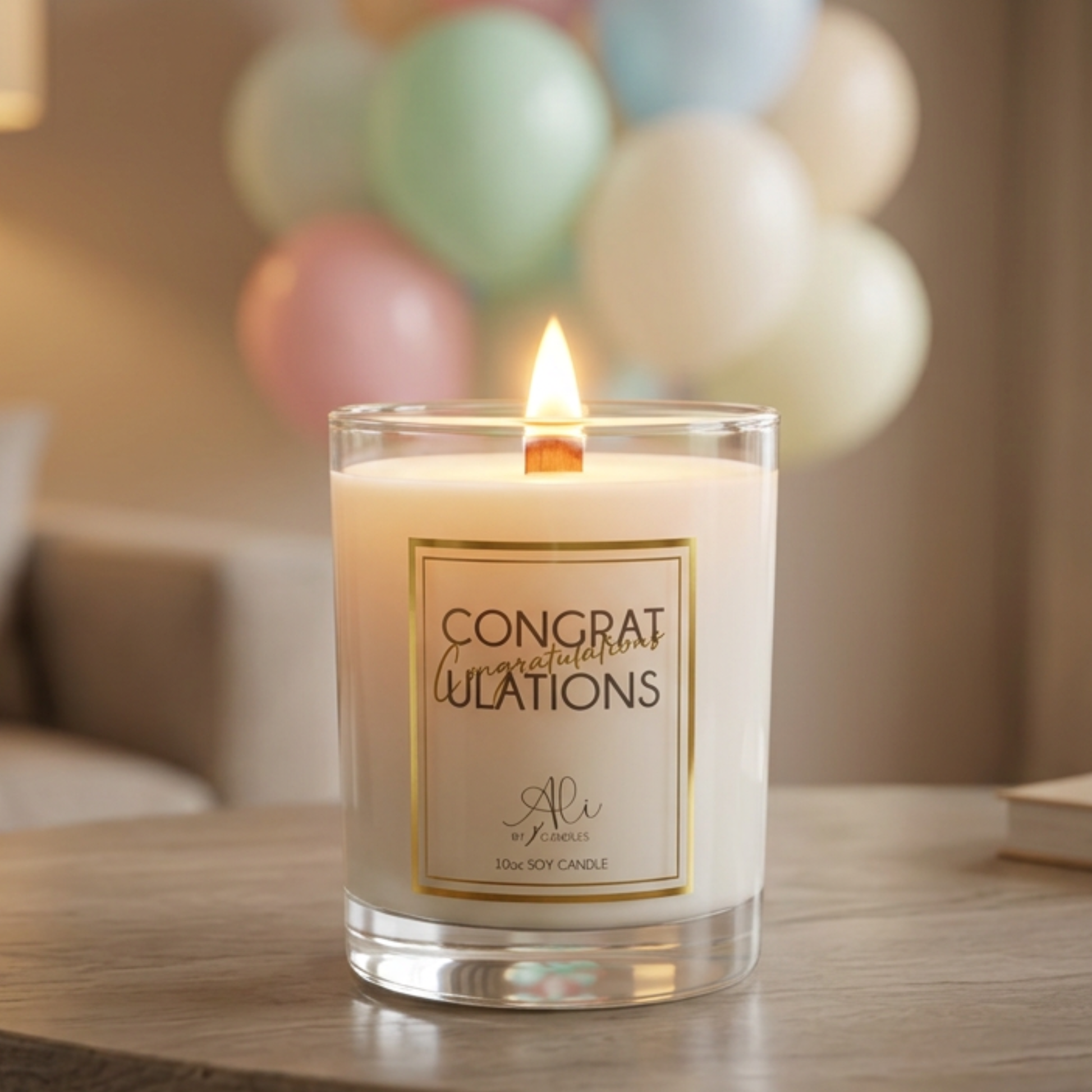 Congratulations orange creamsicle scented candle,  celebratory gift idea