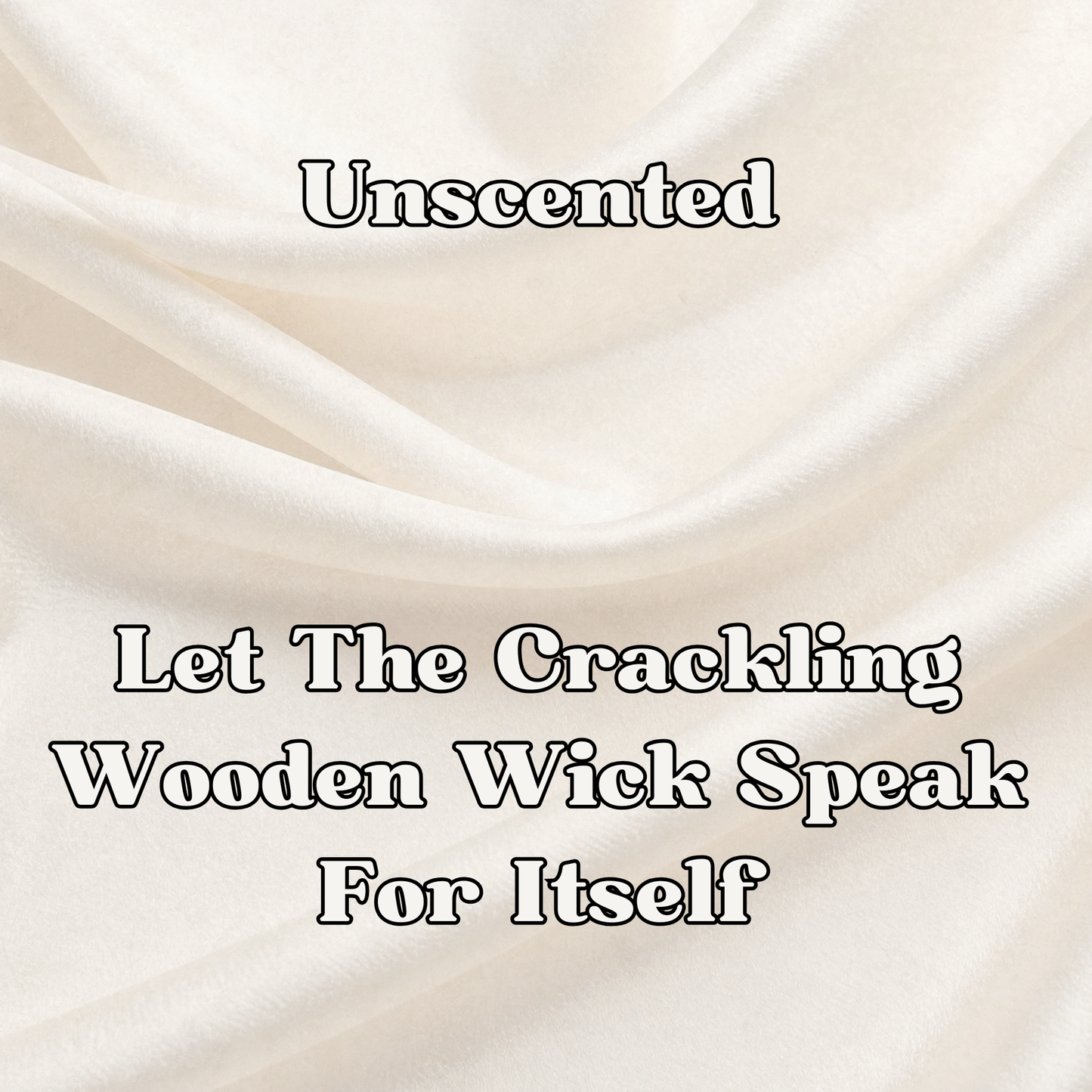 Text on a beige fabric background with 'Unscented' and descriptive text.