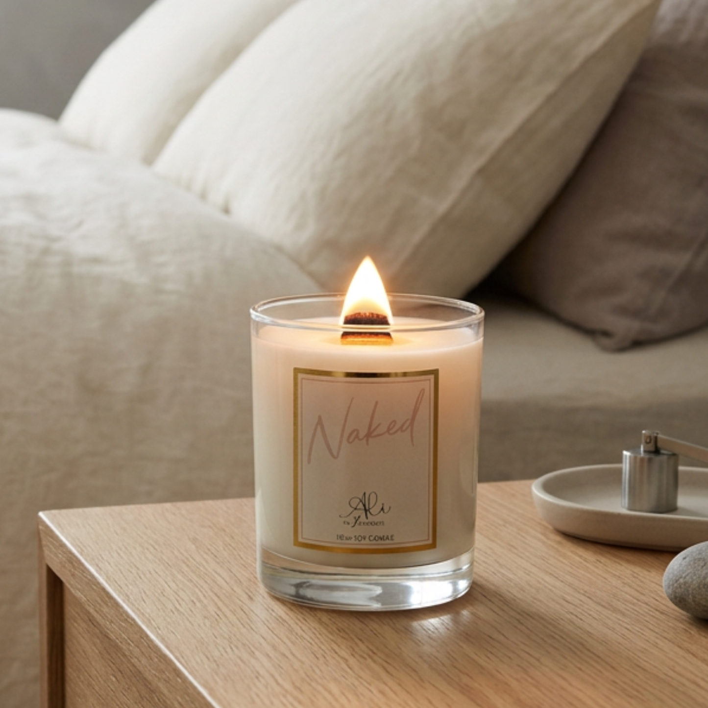 Naked unscented soy candle by Karys Layne,  perfect for fragrance-sensitive spaces