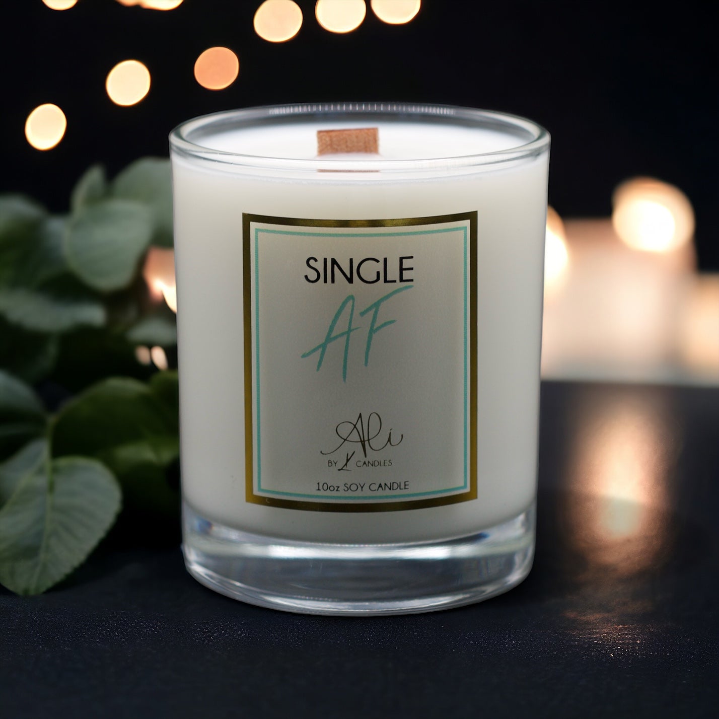 Single AF bestselling 10oz soy candle with strawberry, cherry and peach scent