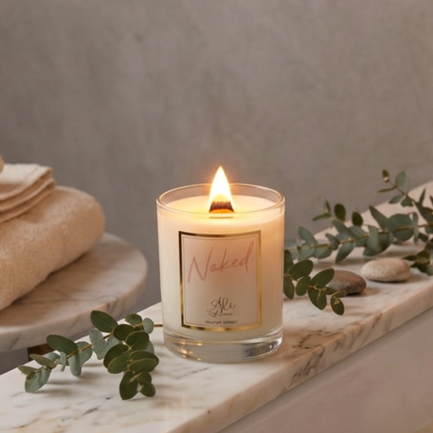 Lit Naked unscented wood wick soy candle — clean burn, no fragrance