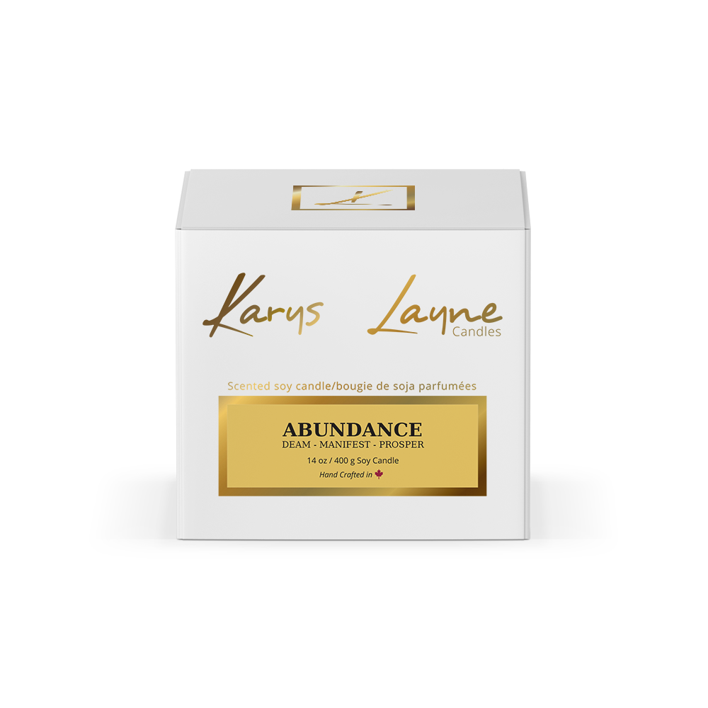 This scented candle is created with notes of cherries, cinnamon, and vanilla. Abundance Crystal Karys Layne Candle. Perfect unique present.
