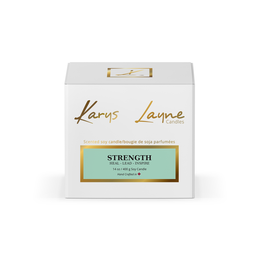 Strength Crystal Karys Layne Candle elegant packaging for a perfect gift.